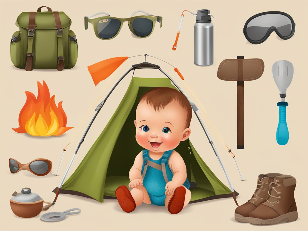 various items required for a baby camping gear