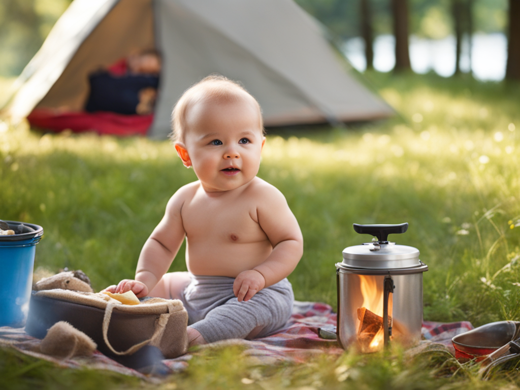 baby camping with a toddler